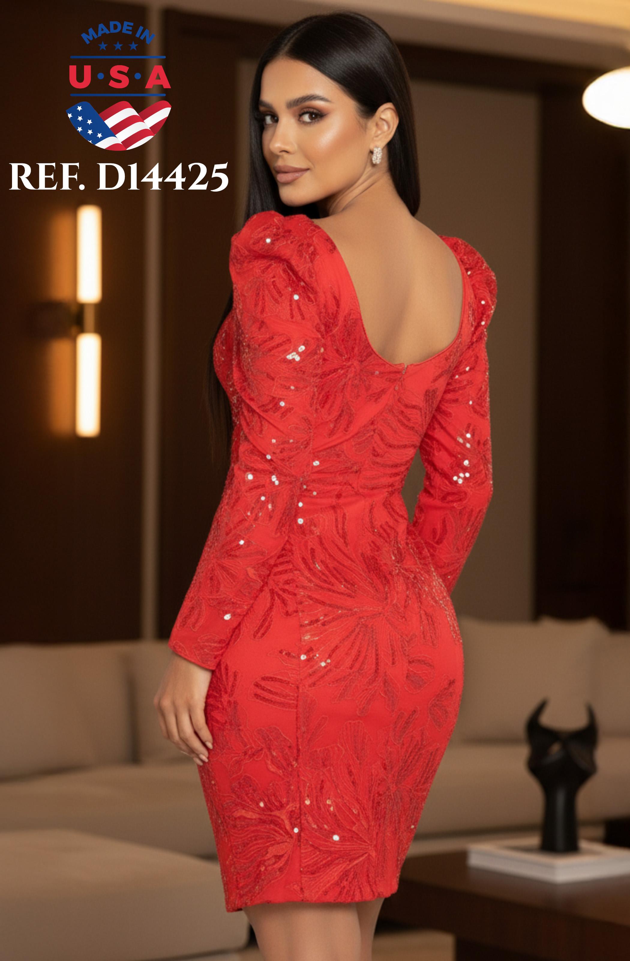 Vestido Corto Con Lentejuelas y manga larga